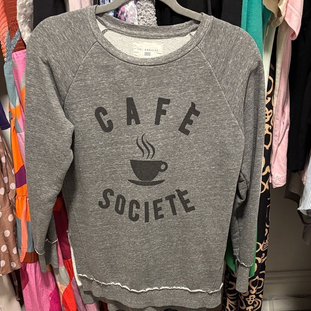 Sol Angeles Gray Women's cafe society design Sweatshirt size XS